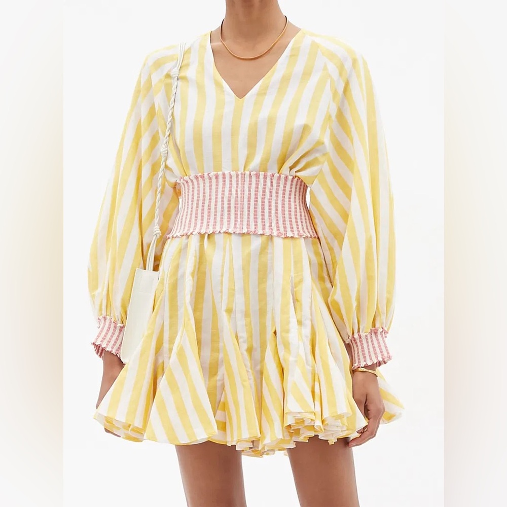 Rhode Women's Olivia Striped Puff-Sleeve Dress